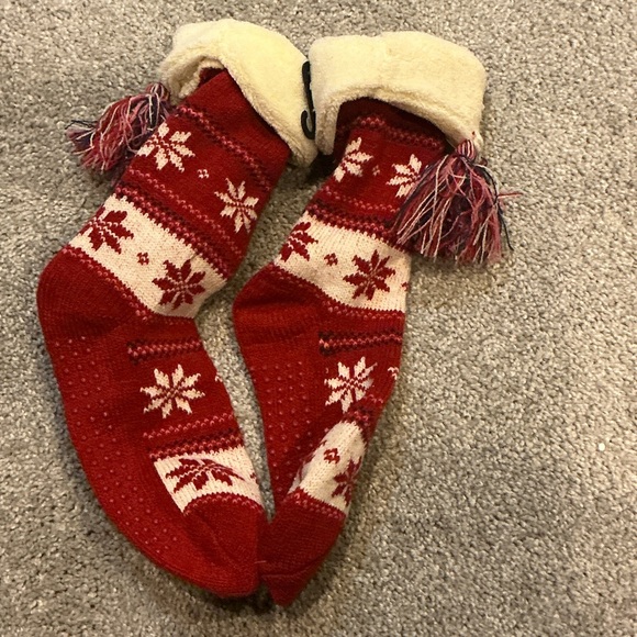 Joe Boxer Red and White Knit Socks with Cream Cuff - Picture 1 of 3
